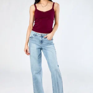 Tattoo "Harper" Lightwash Mid-Rise Wide-Leg Jean 33" Inseam