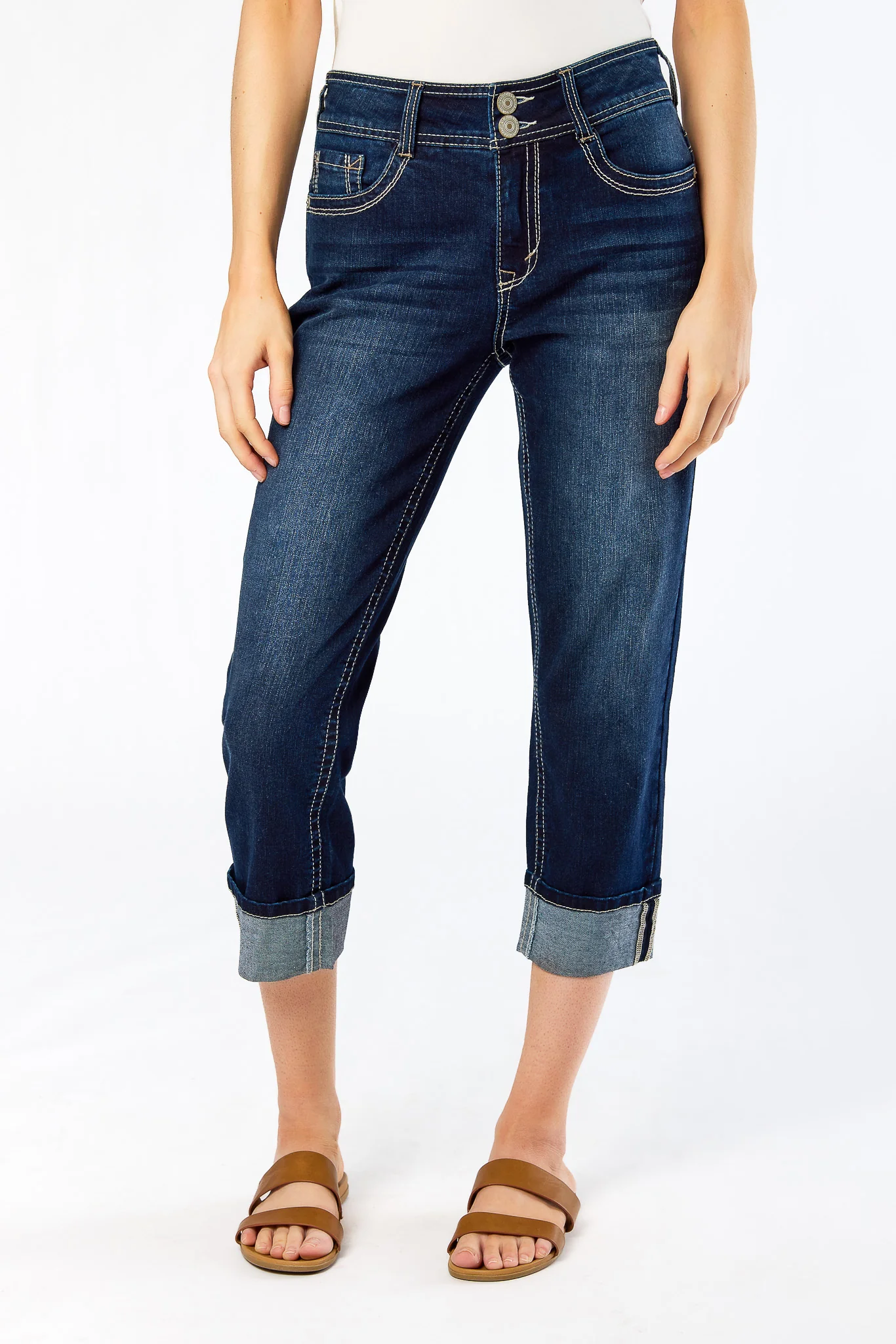 Wallflower Evan Wash Insta-Stretch Flirty Curvy High-Rise Crop Jeans with Back Flap Pockets - Image 2