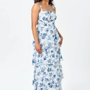 Floral Yoryu Emma Bust Multi-Layered Maxi Dress
