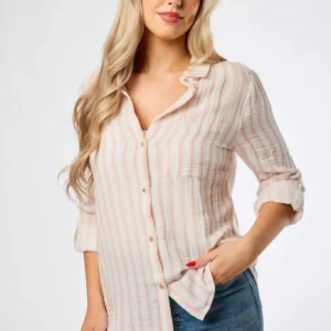 Easy Stripe Roll-Sleeve Shirt