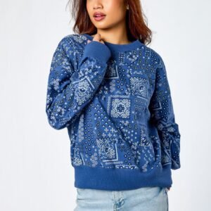 Wallflower Bandana Washed Fleece “Chelsea” Crewneck Sweatshirt