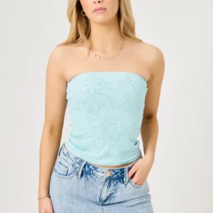 Beaded and Sequin Mesh Tube Top