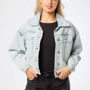Ashley Light Denim Oversized Cropped Jacket