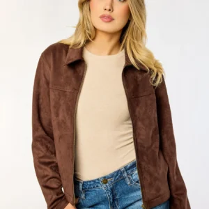 Suede Zip-Front Jacket