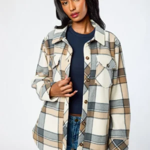 Stella Plaid Polar Fleece Shacket