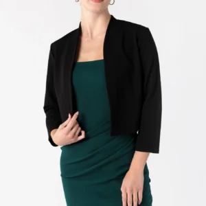 Stretch Crepe Cropped Shawl Blazer